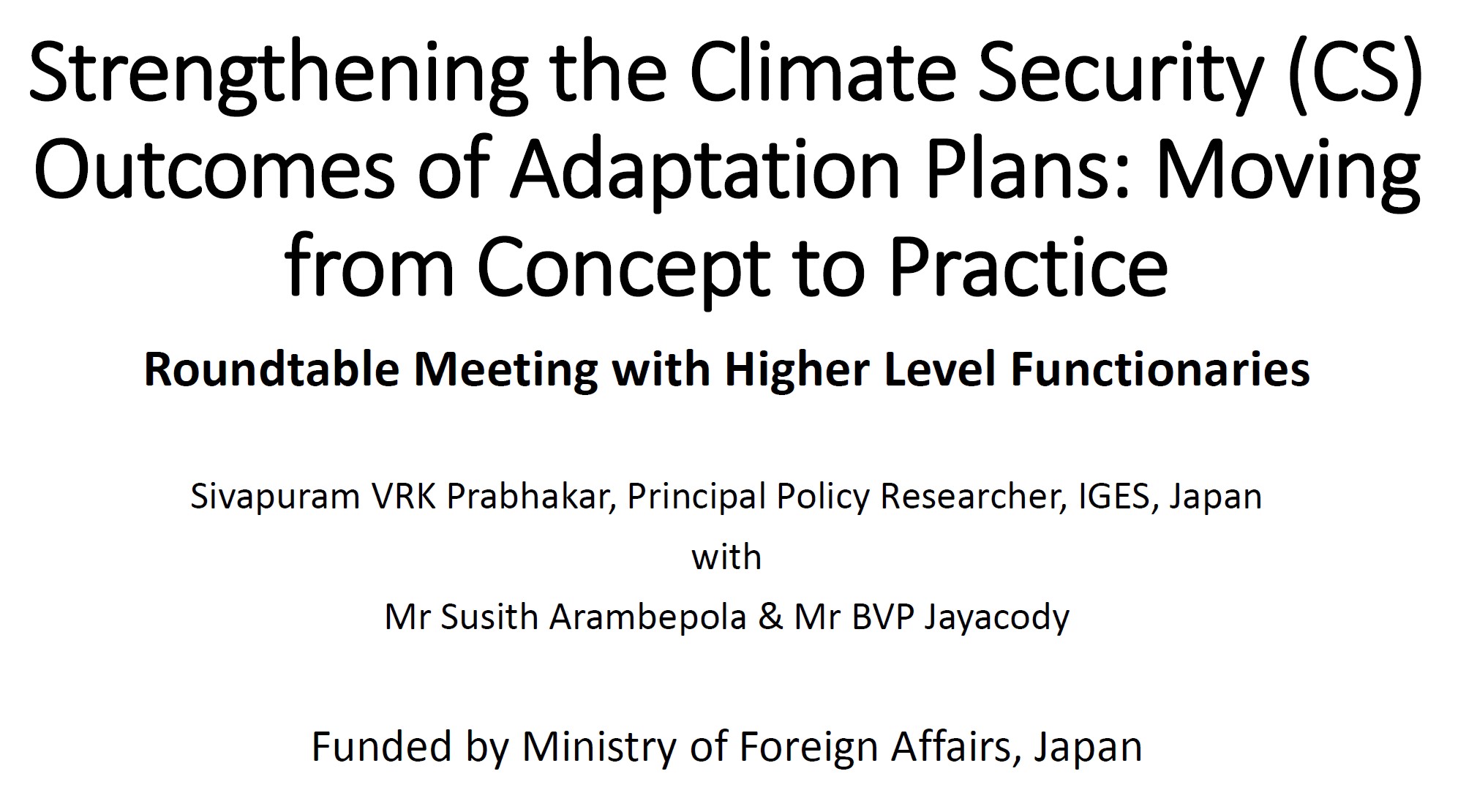 Climate security adaptation planning Sri Lanka
